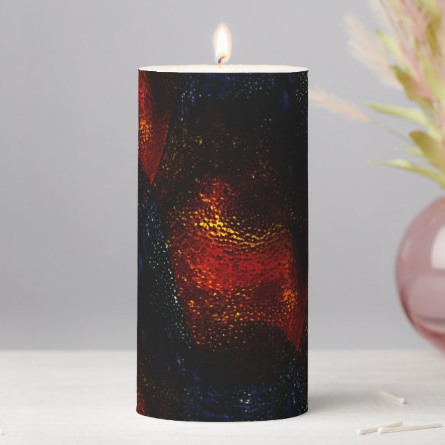 Rustic digitaly red texture with darkest curves    pillar candle (In Situ)