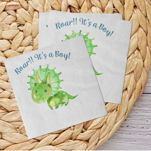 Rustic Dinosaur Baby Shower Boy Napkin