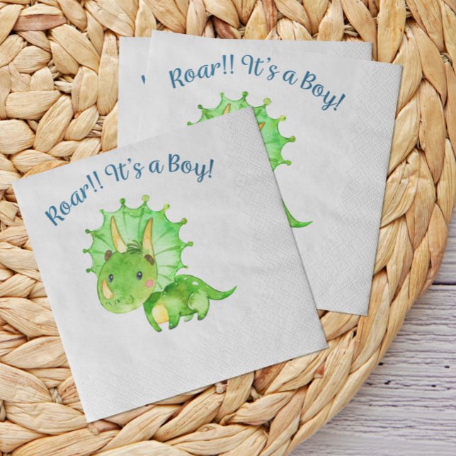 Rustic Dinosaur Baby Shower Boy Napkin (Creator Uploaded)