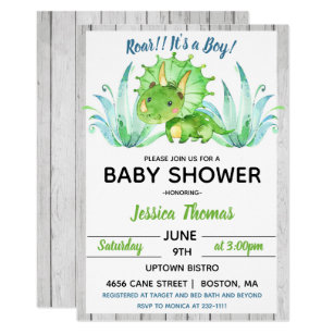 baby dinosaur shower invitation boy invitations rustic zazzle
