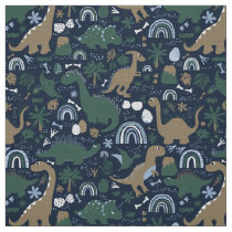 Rustic Dinosaur Forest Prehistoric Kids Pattern Fabric