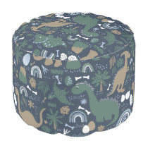 Rustic Dinosaur Forest Prehistoric Kids Pouf