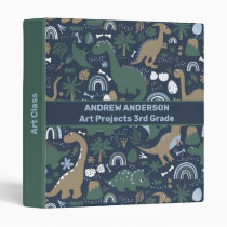 Rustic Dinosaur Forest Prehistoric Personalized 3 Ring Binder