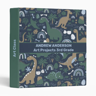 Rustic Dinosaur Forest Prehistoric Personalized 3 Ring Binder