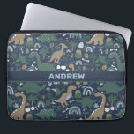 Rustic Dinosaur Forest Prehistoric Personalized Laptop Sleeve<br><div class="desc">Rustic Dinosaur Forest Prehistoric Personalized Pattern. Masculine brown,  green,  blue dinosaur design with rainbow,  volcanoes,  and other prehistoric details.</div>