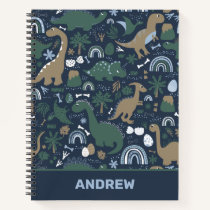 Rustic Dinosaur Forest Prehistoric Personalized Notebook