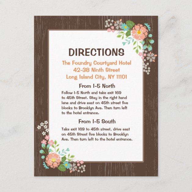 Rustic Directions Brown Wood Pink Floral Enclosure Card