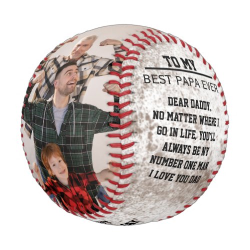 Rustic Dirty white with Photo collage Fathers day Baseball