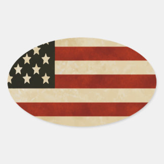 Rustic Distressed American Flag Oval Sticker Rustic Distressed American Flag Oval Sticker