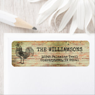 Rustic Distressed Antique Farm Rooster Return Lab Label