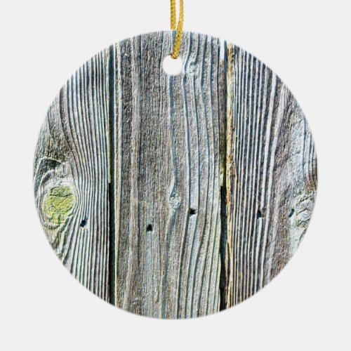 Rustic distressed barn wood ceramic ornament