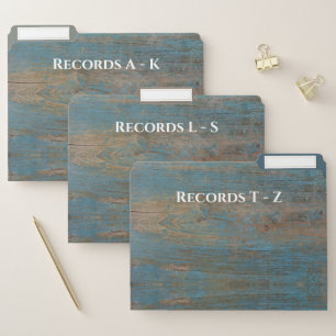 Rustic Distressed Blue Wood Grain File Folder