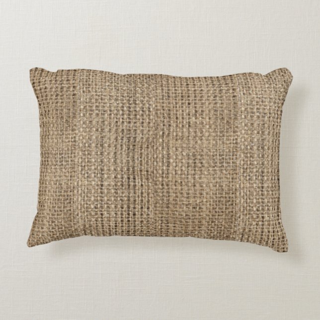 Rustic Distressed Burlap Accent Pillow (Back)