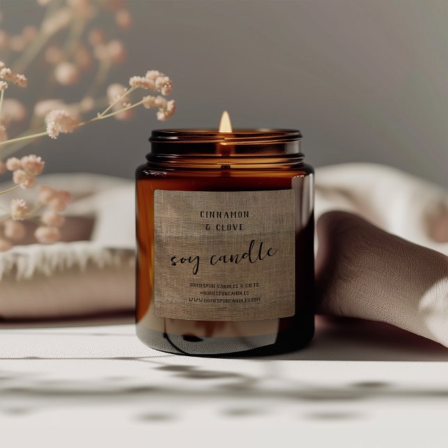 Rustic Distressed Burlap Custom Candle Label  (Rustic Distressed Burlap Custom Candle Label)