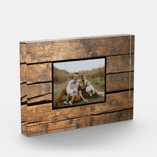 Rustic distressed dark outdoors Barn Wood pattern Photo Block (Left)