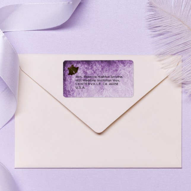 Rustic Distressed Parchment Purple Wedding Label (Creator Uploaded)