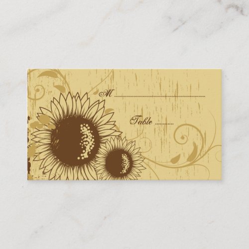 Rustic distressed sunflower wedding place card business card