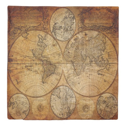 rustic distressed travel lover antique world map duvet cover