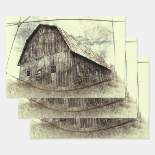 Rustic Distressed Vintage Texture Old Barn Wrapping Paper Sheets