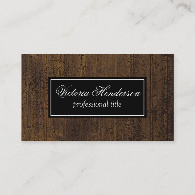 Rustic Distressed Wood Business Card (Front)