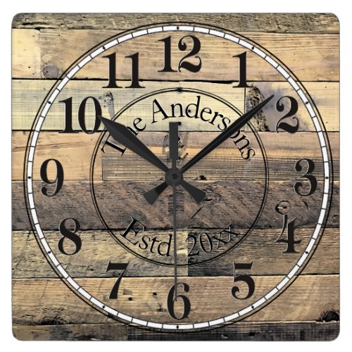 Rustic Distressed Wood Effect Family Wall Clock