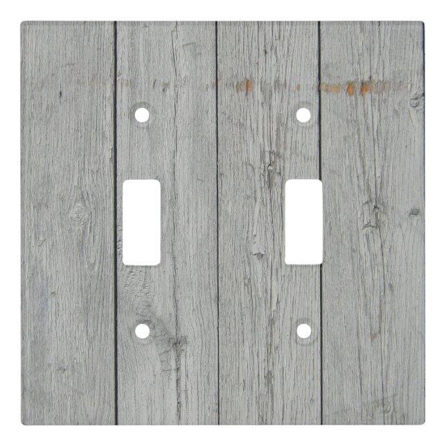 Rustic Distressed Wood Look Double Switch Plate (Front)