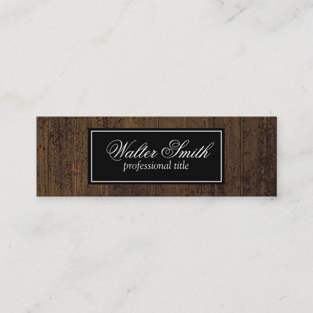 Rustic Distressed Wood Mini Business Card (Front)