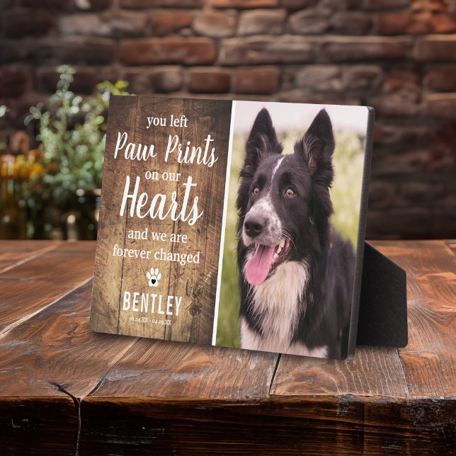 Rustic Distressed Wood Pet Memorial Photo Keepsake Plaque (Creator Uploaded)