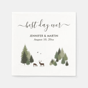 Rustic Doe and Buck Forest Wedding Paper Napkins