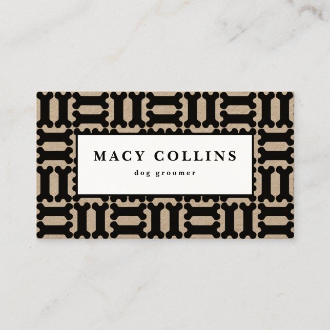 Rustic dog bones kraft business card (Front)