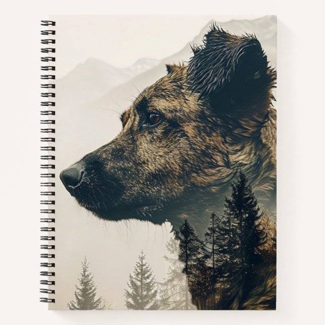 Rustic Dog Forest Landscape Notebook (Front)