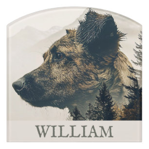 Rustic Dog Landscape Custom Name Sign