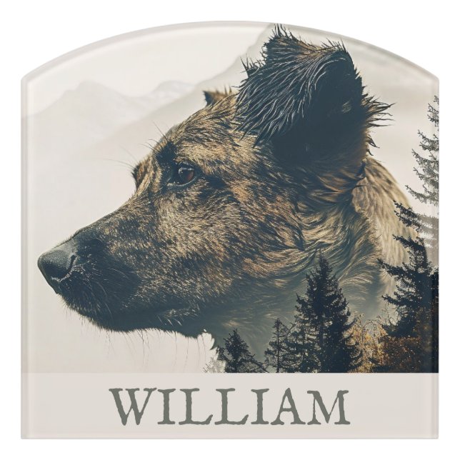 Rustic Dog Landscape Custom Name Sign (Contour Front)