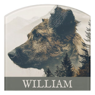 Rustic Dog Landscape Custom Name Sign