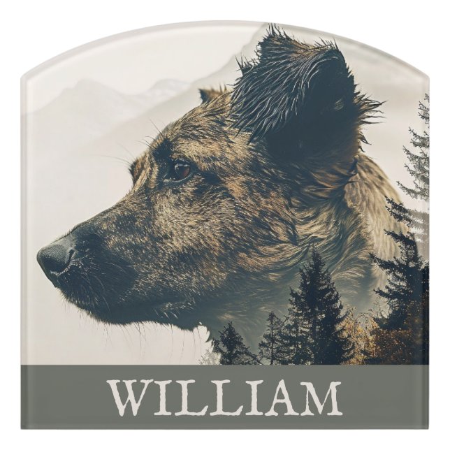 Rustic Dog Landscape Custom Name Sign (Contour Front)