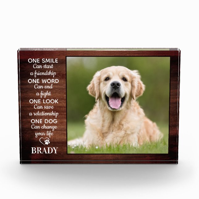 Rustic Dog Lover Quote Keepsake Dog Photo Plaque (Front)