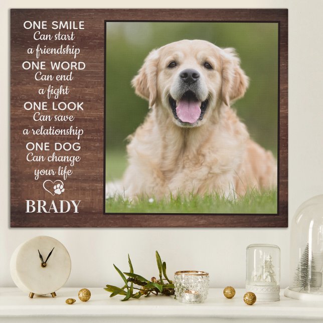 Rustic Dog Lover Quote Keepsake Dog Photo Plaque Faux Canvas Print (Creator Uploaded)