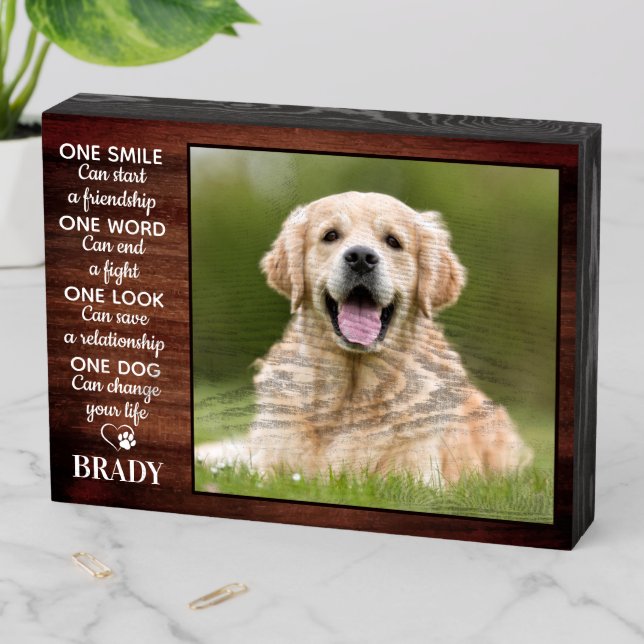 Rustic Dog Lover Quote Keepsake Dog Photo  Wooden Box Sign (In Situ Horizontal)