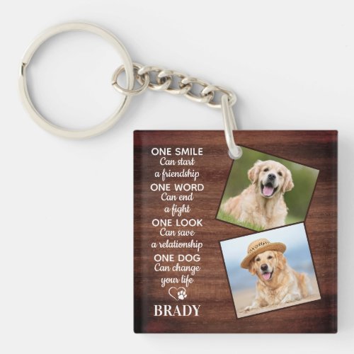 Rustic Dog Lover Quote Keepsake Pet Dog Photo Keychain