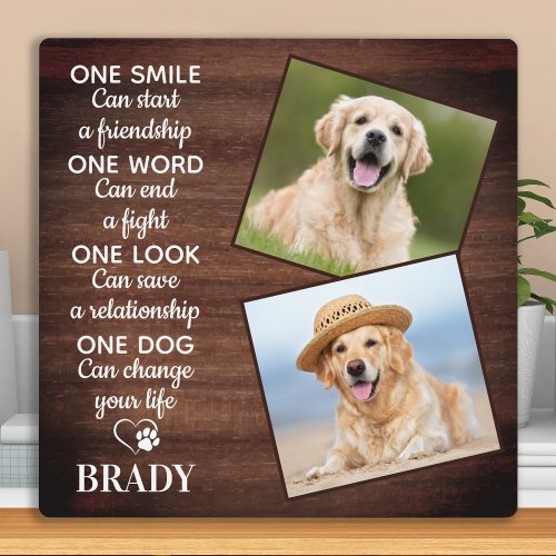 Rustic Dog Lover Quote Keepsake Pet Dog Photo  Plaque
