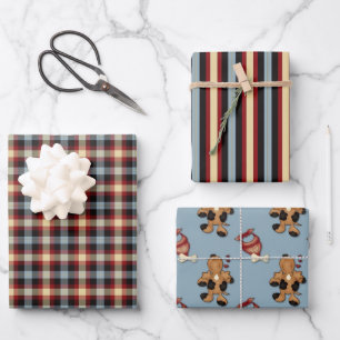 Rustic Dog Lovers Country Plaid Gift Wrapping Set  Paper Sheets