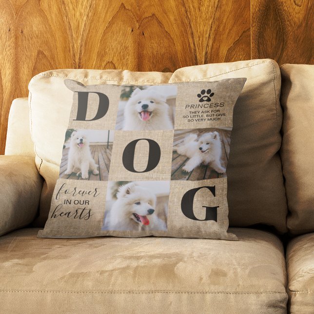 Rustic Dog Memorial Photo Throw Pillow (Creator Uploaded)