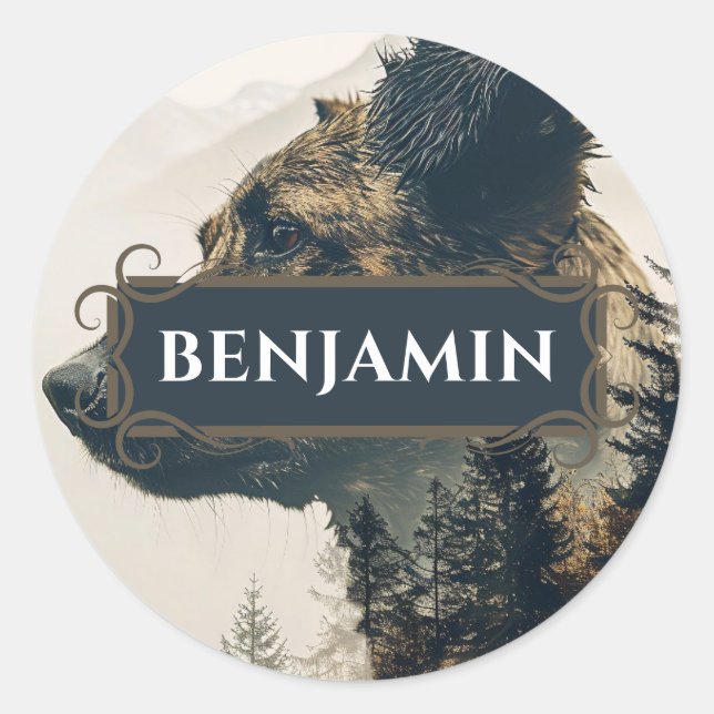 Rustic Dog Name Label Sticker (Front)