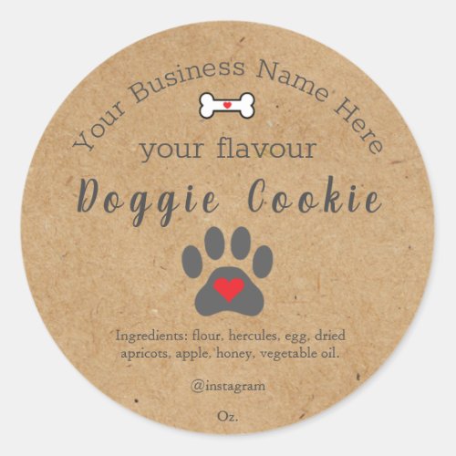 Rustic Dog Paw Custom doggie cookie Classic Round Sticker