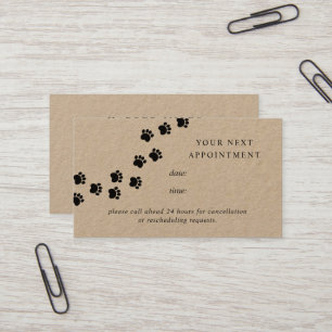 Rustic dog paw path kraft paper appointment card