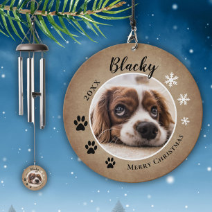 Rustic Dog Pet Photo Merry Christmas Wind Chime