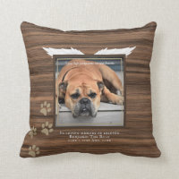 Rustic Dog Photo Memorial Keepsake Sympathy Gift Throw Pillow
