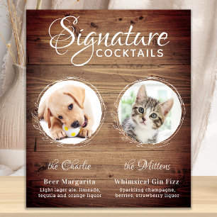 Rustic Dog Signature Drinks Custom Pet Wedding Foam Board