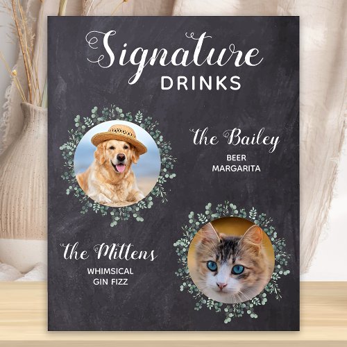 Rustic Dog Signature Drinks Pet Wedding Cocktail Poster