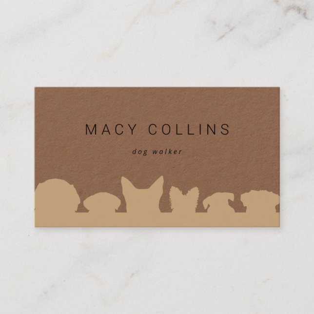 Rustic dog silhouette kraft business card (Front)